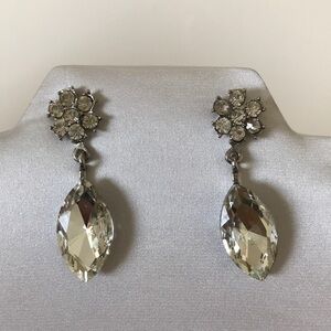 New silver tone chandelier earrings with crystals